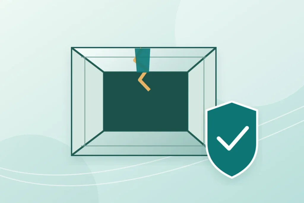 Illustration of repaired ductwork with a protective check mark